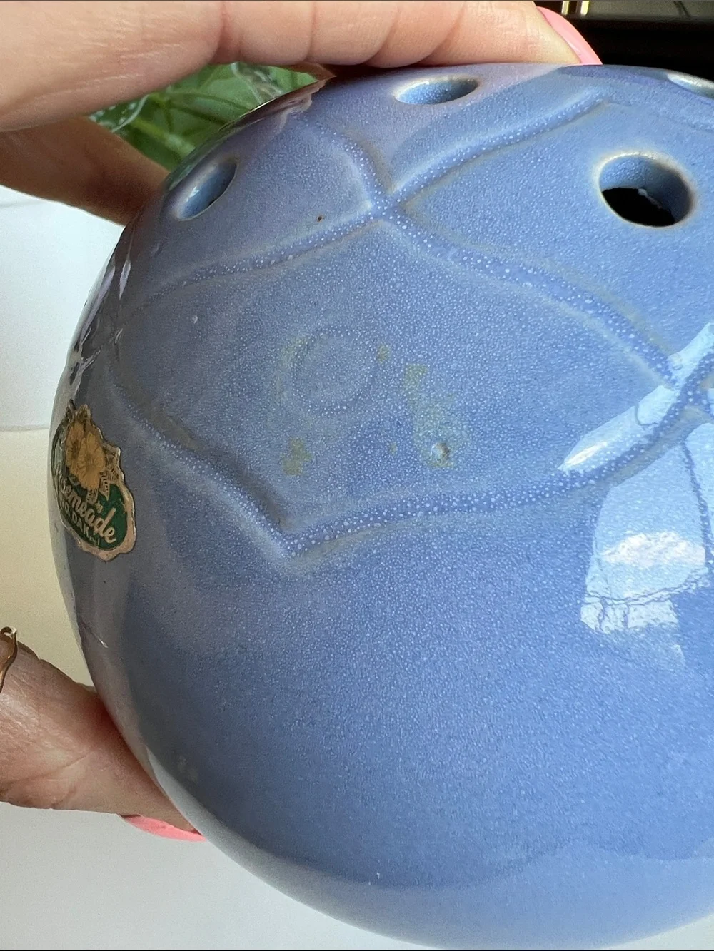 Vintage Rosemeade Blue Ceramic Flower Frog Vase - Picture 7 of 12